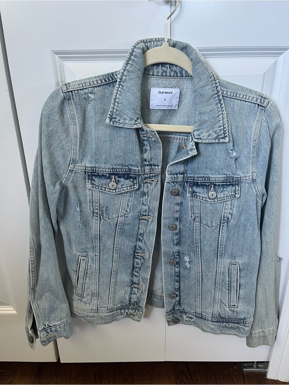 Old Navy Light Blue Distressed Denim Jacket - Women's Jean Jacket